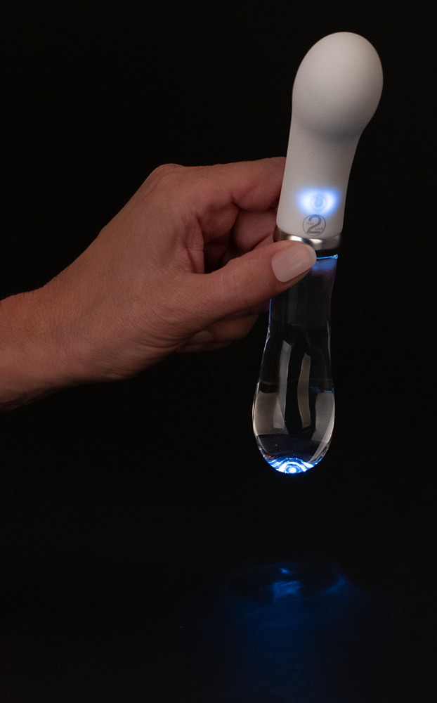 LED Glas-Silikon G-Punkt-Vibrator beidseitig nutzbar mit 10 Vibrationsmodi  Liaison Weiß | Vunovu | Sexspielzeug & Sexzubehör