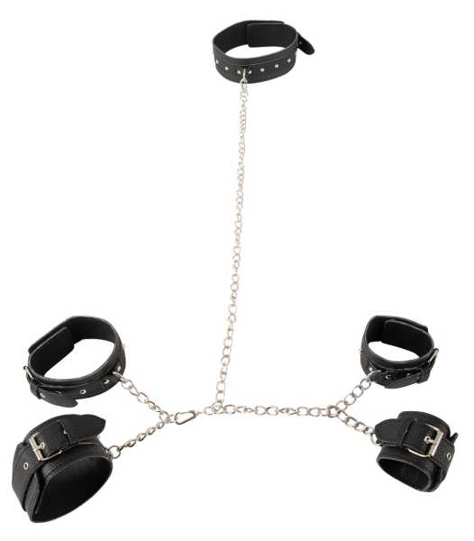 Hals-, Hand- und Fußfessel-Set aus Lederimitat fetish collection Schwarz