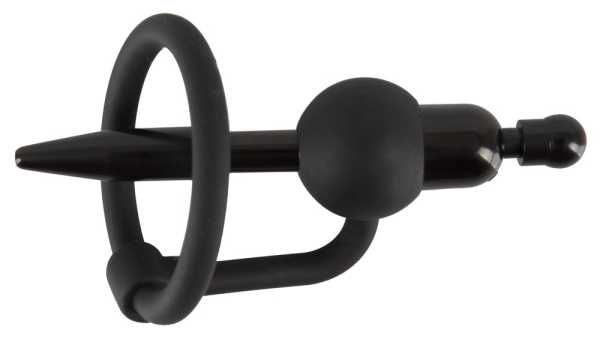 Silikon PenisPlug mit Eichelring und Vibration Schwarz