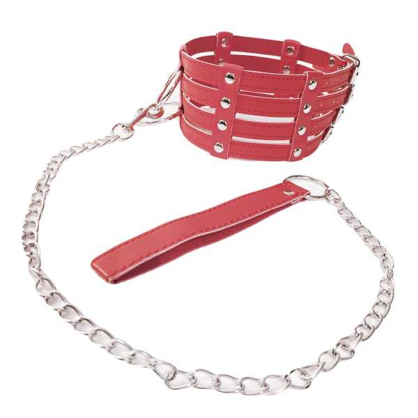 Fetisch-Halsband in roter Leder-Optik