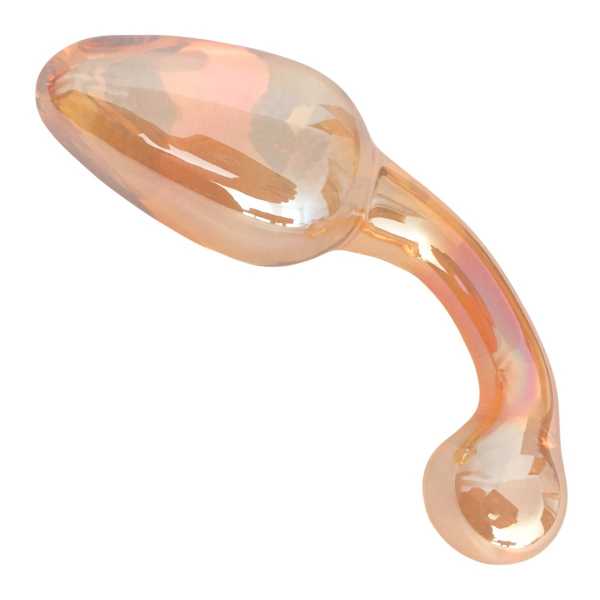 Gebogener Glas Analplug Amber 14 cm