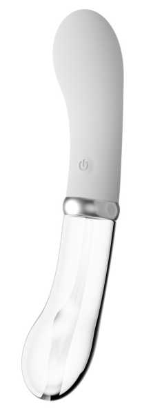LED Glas-Silikon G-Punkt-Vibrator beidseitig nutzbar mit 10 Vibrationsmodi Liaison Weiß