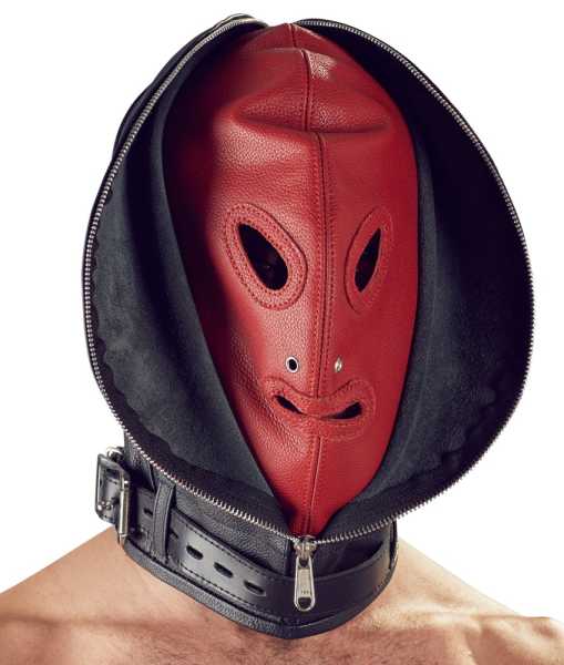Leder-Doppelmaske bestehend aus Innen- und Außenmaske Zado Rot