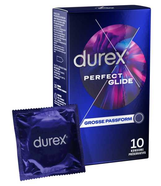 Durex Perfect Glide 10 Extra sichere, dickere Kondome 56 mm