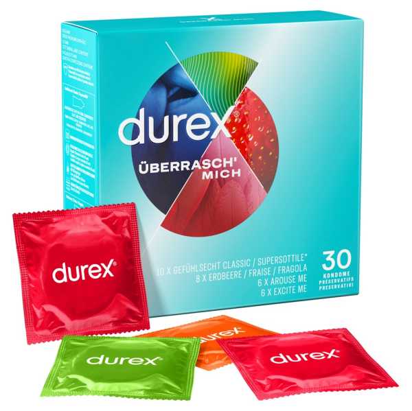 Durex Kondom Überrasch' Mich Mix (4 verschiedene Sorten) 30 Stück